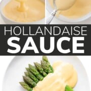 Pinterest collage graphic for hollandaise sauce.