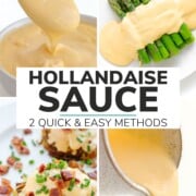 Pinterest collage graphic for hollandaise sauce recipe.