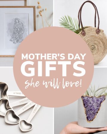 Collage of Mother's Day gift ideas with text overlay "Mother's Day Gifts She Will Love"