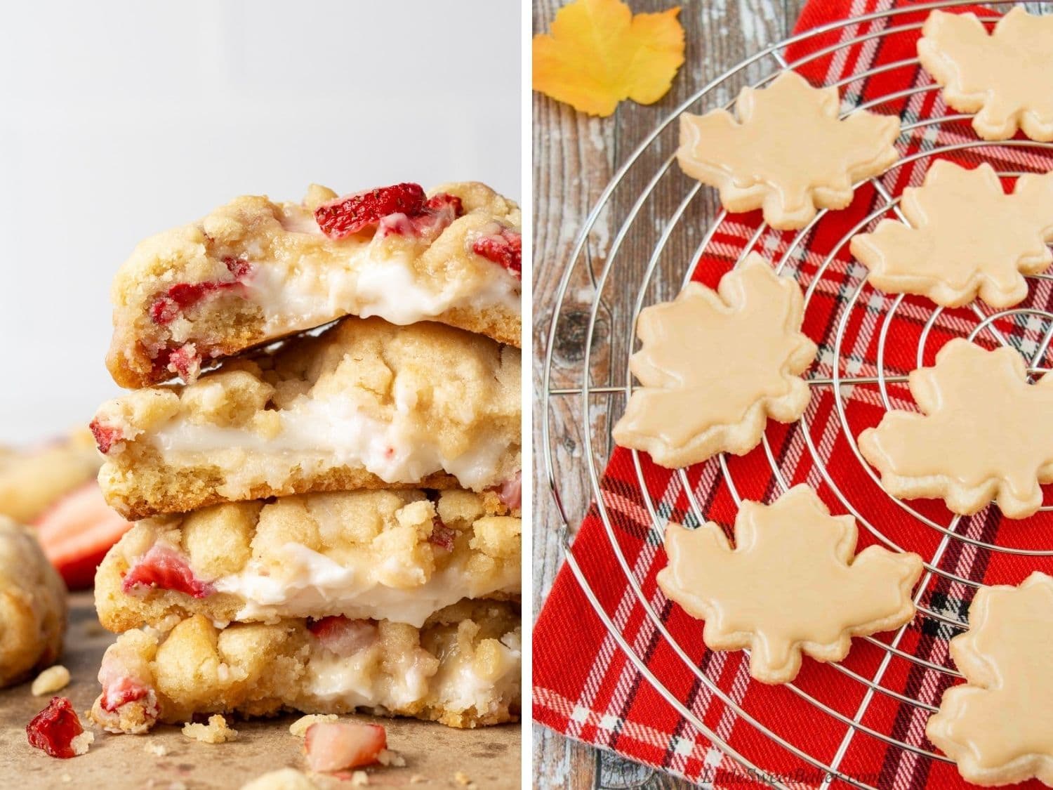 Collage of two cookie recipes to serve for Canada Day.