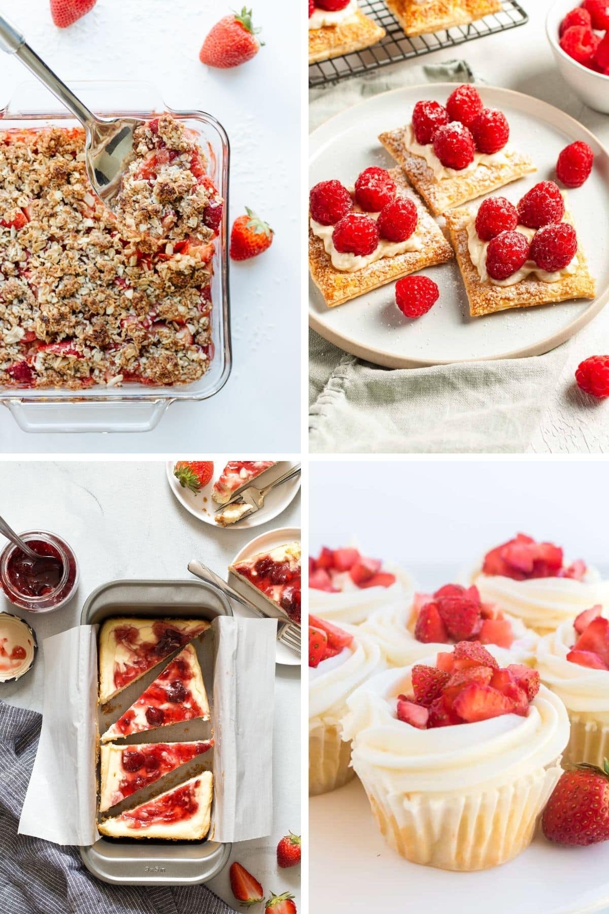 Collage of red and white themed dessert ideas for Canada Day.