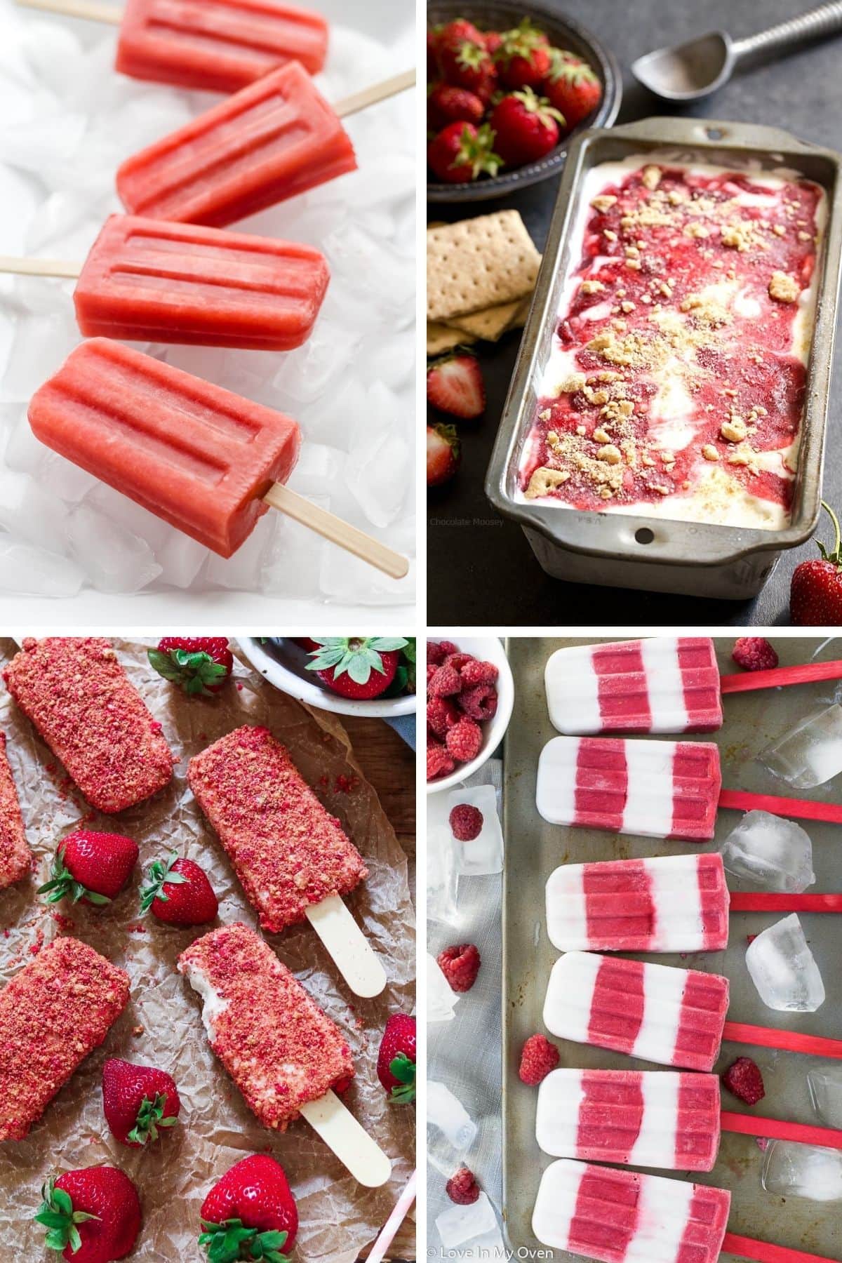 Collage of red and white frozen treats for Canada Day.