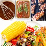 Pinterest collage graphic for grilling marinated steaks.