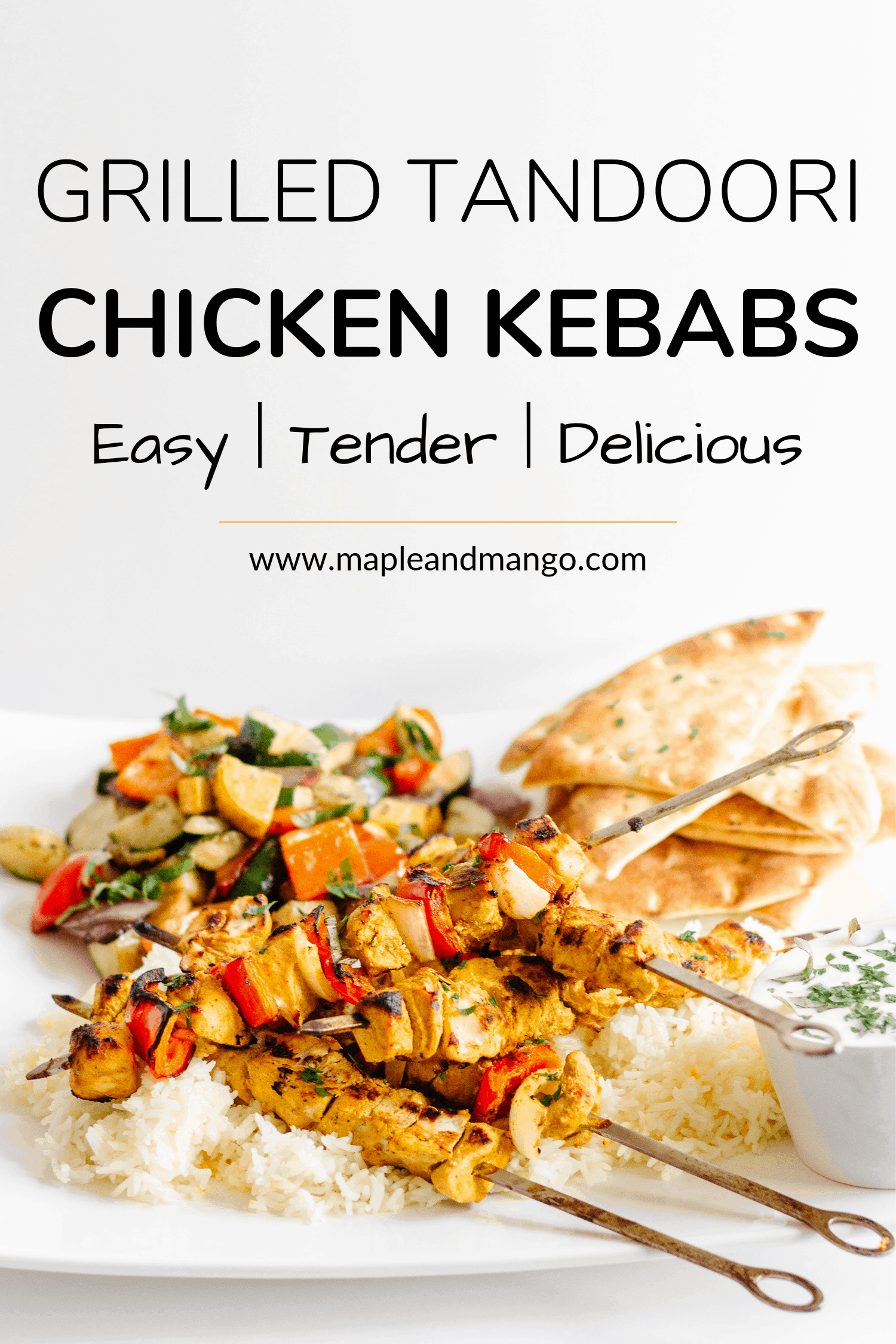 Pinterest image for Grilled Tandoori Chicken Kebabs