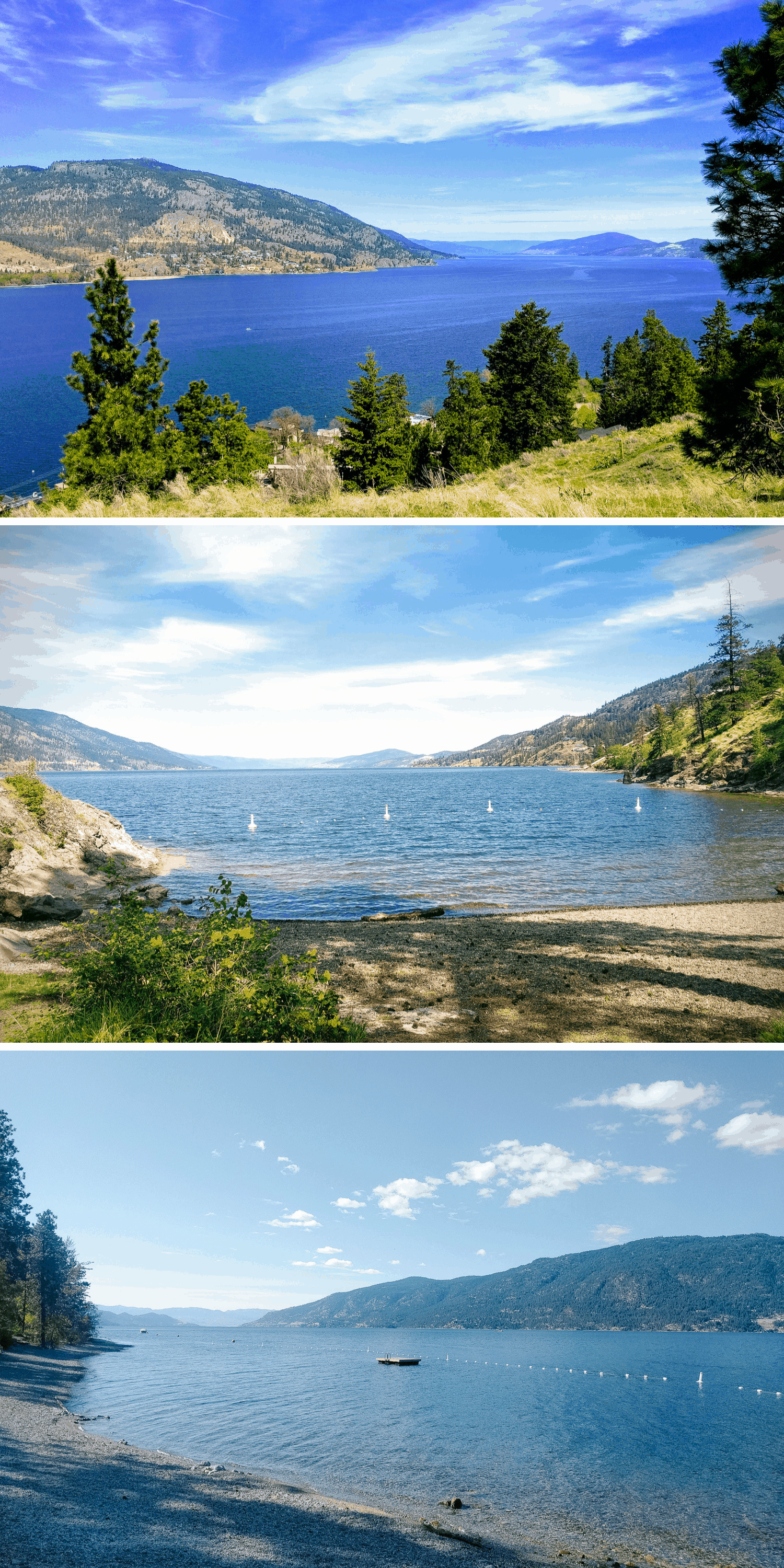 Collage of photos taken on hikes in Kelowna.