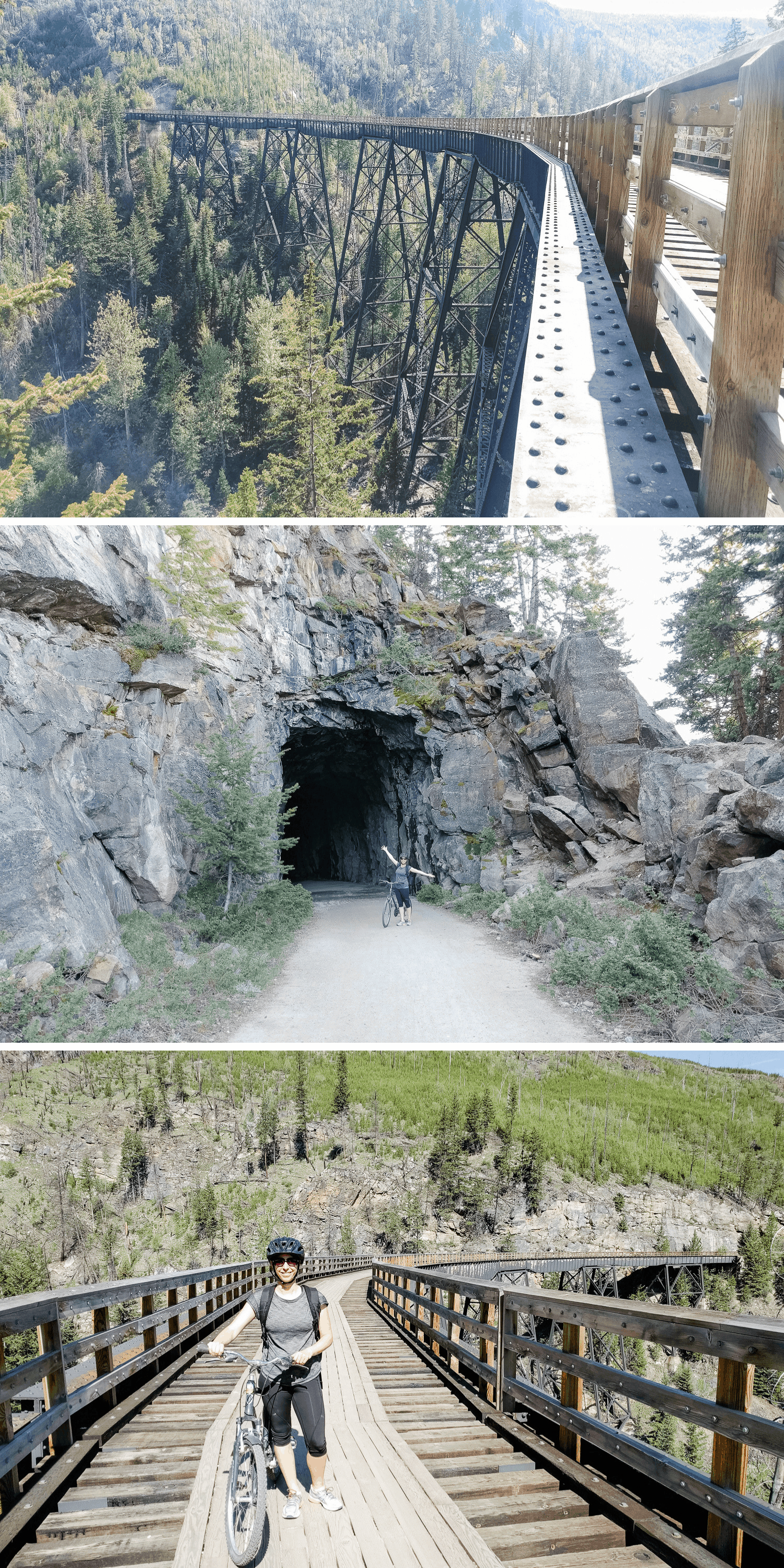 Collage of photos taken at Myra Canyon Trestles in Kelowna