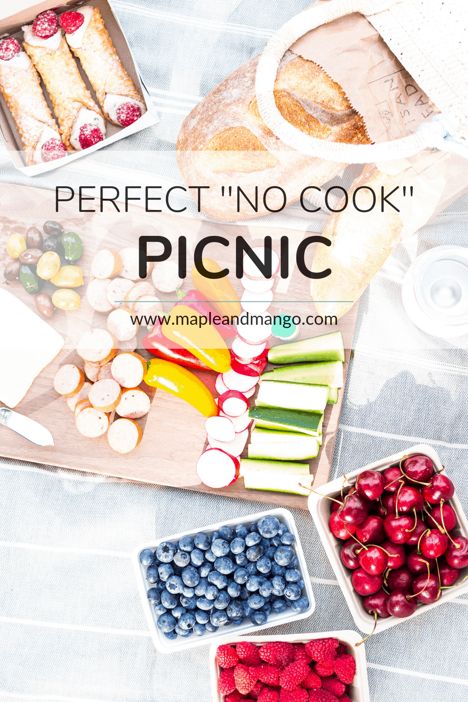 Pinterest Image with text overlay for the Perfect No Cook Picnic