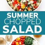 Pinterest graphic for summer chopped salad recipe.