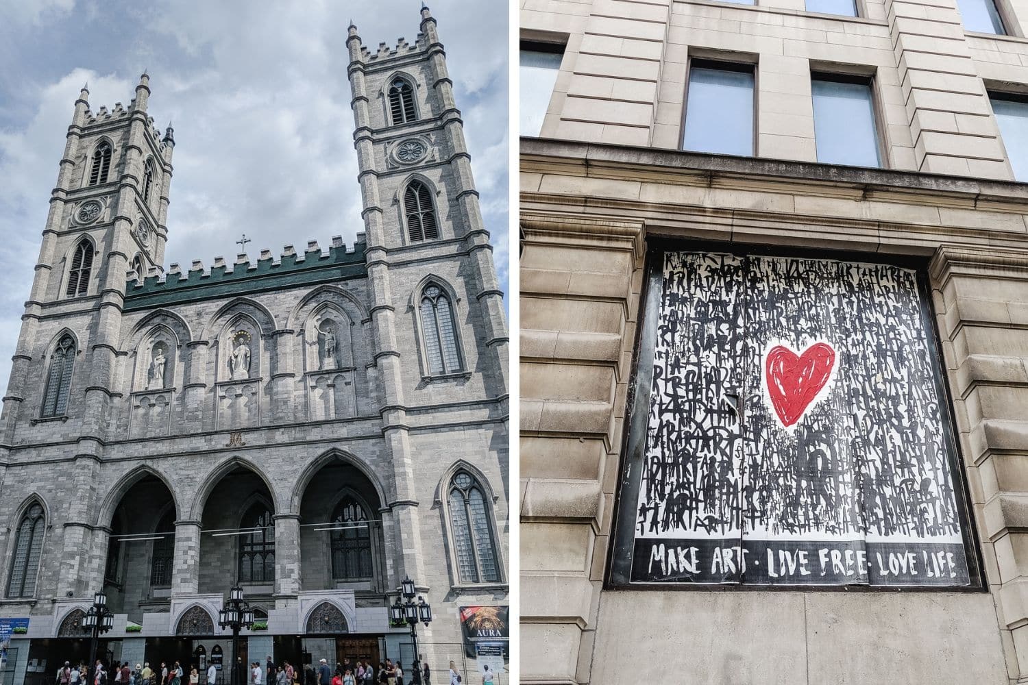 Notre Dame Basilica and street art in Montreal