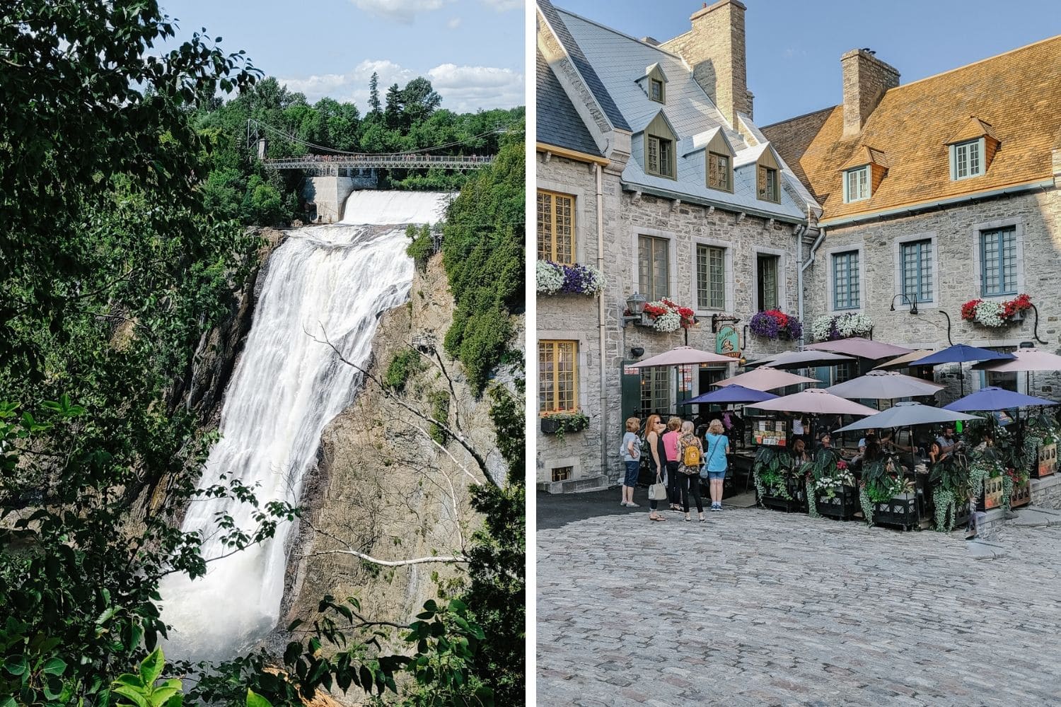 Montmorency Falls and Quartier Petit Champlain in Quebec City