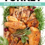 Pinterest graphic for 90 minute roast turkey.