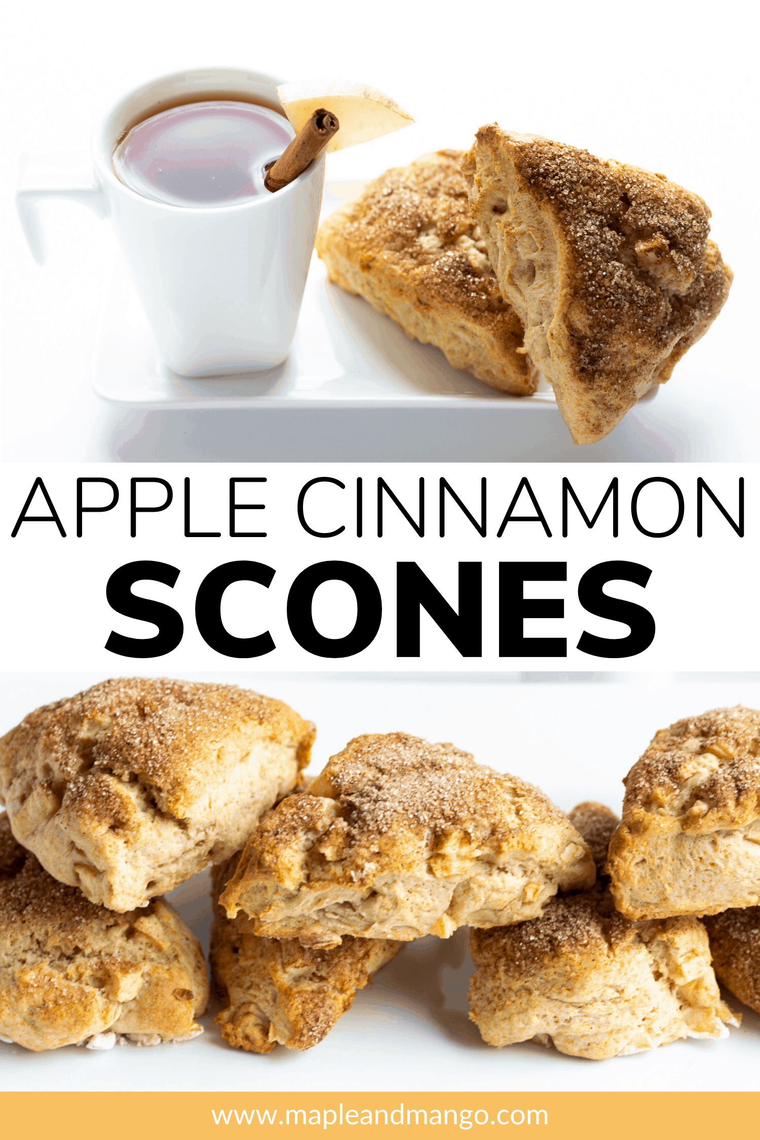 Pinterest image with text overlay for Apple Cinnamon Scones