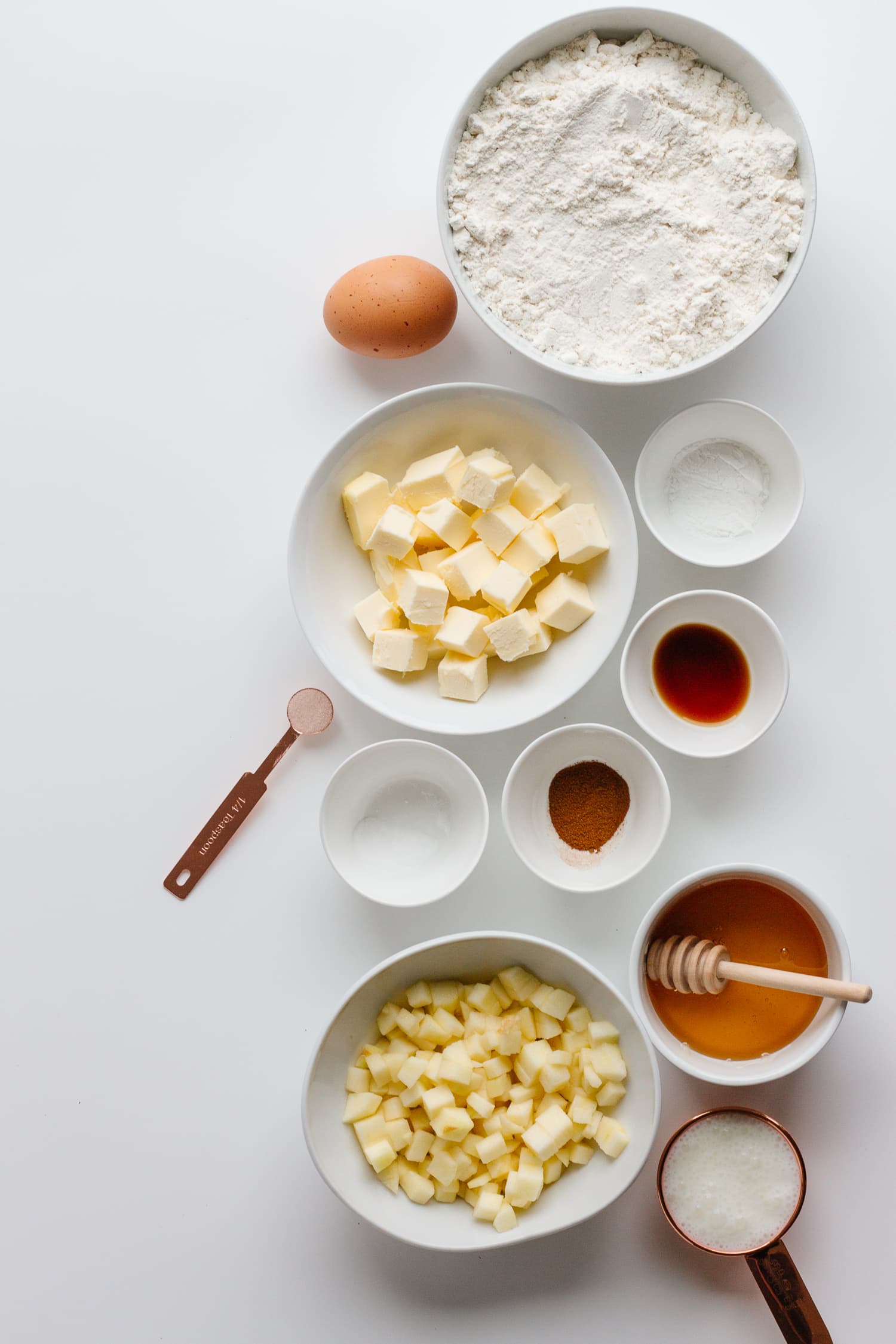 Overhead picture of all the ingredients needed to make Apple Cinnamon Scones