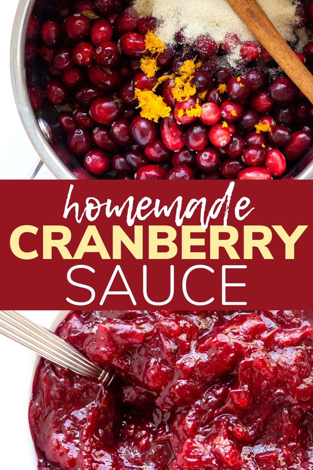 Pinterest collage graphic for homemade cranberry sauce.