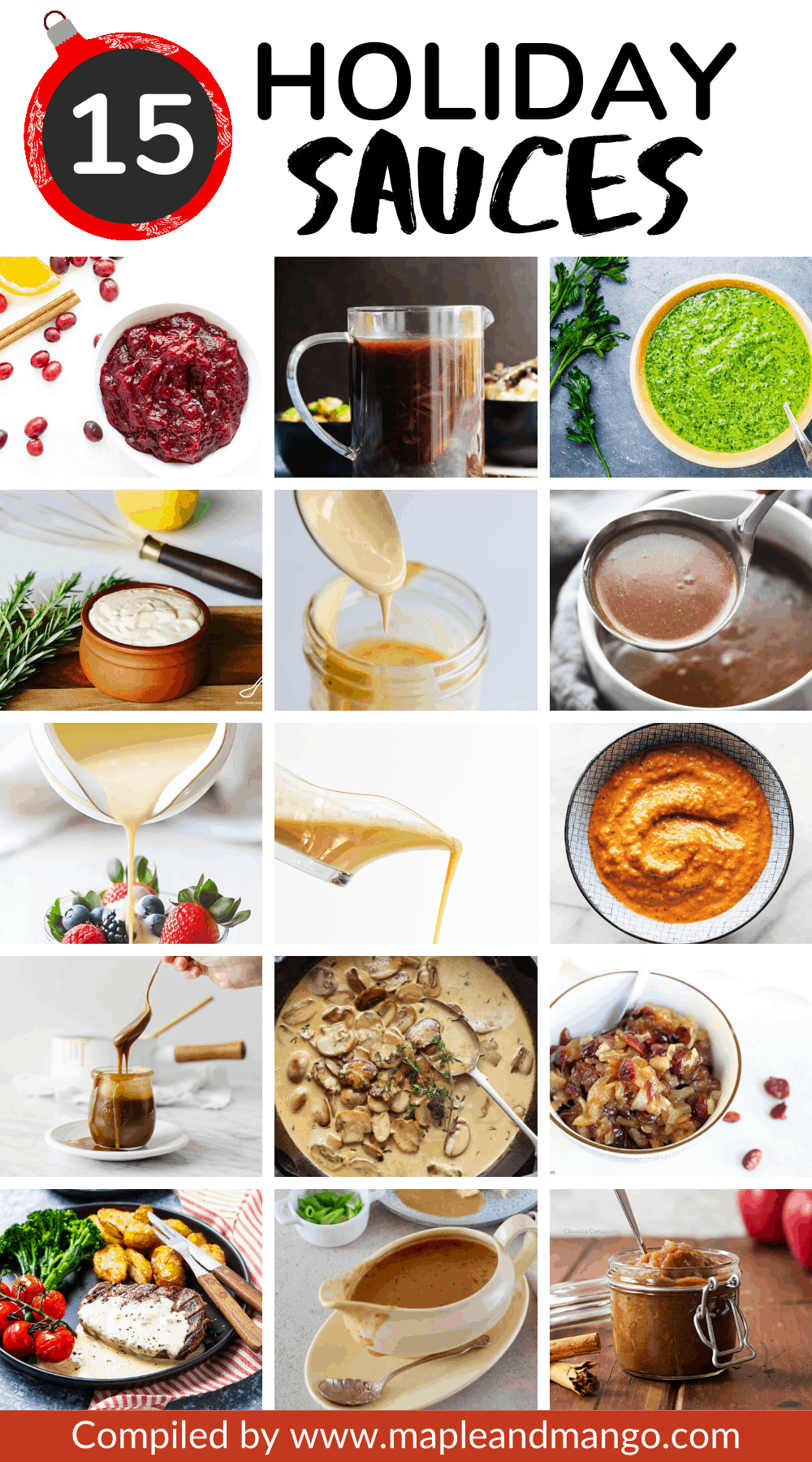 Pinterest Collage Image for 15 Holiday Sauces