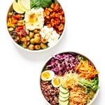Two different nourish bowls on a white background.