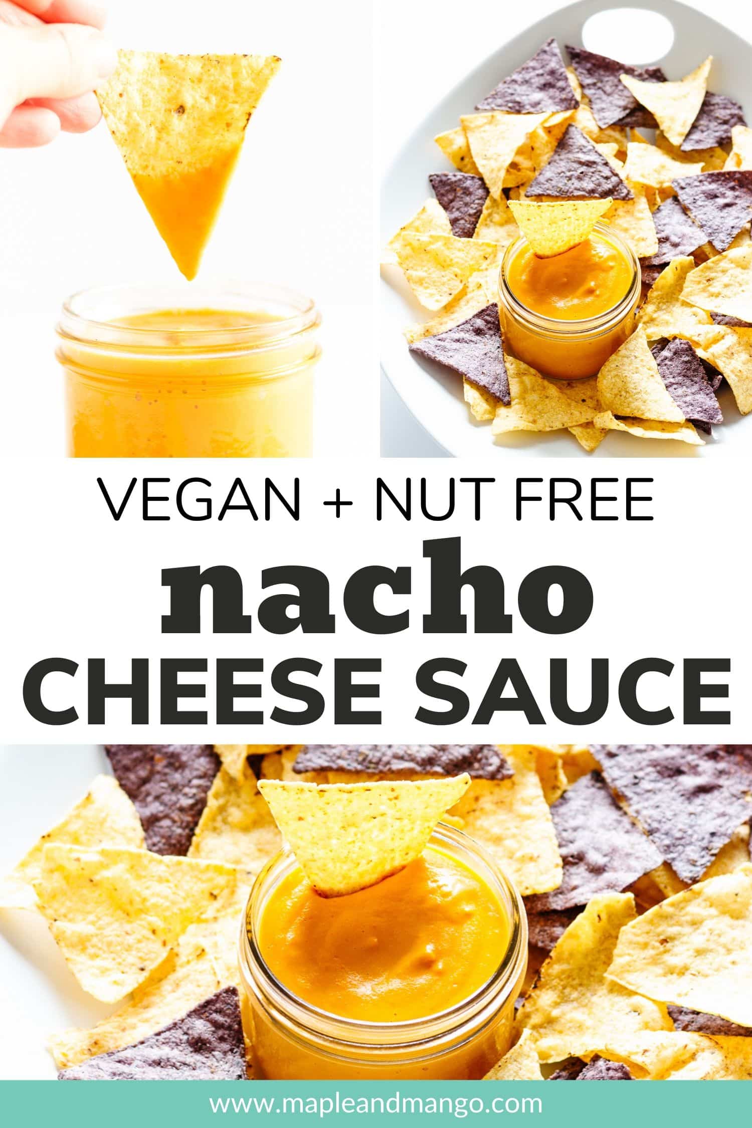 Pinterest image for Vegan + Nut Free Nacho Cheese Sauce recipe