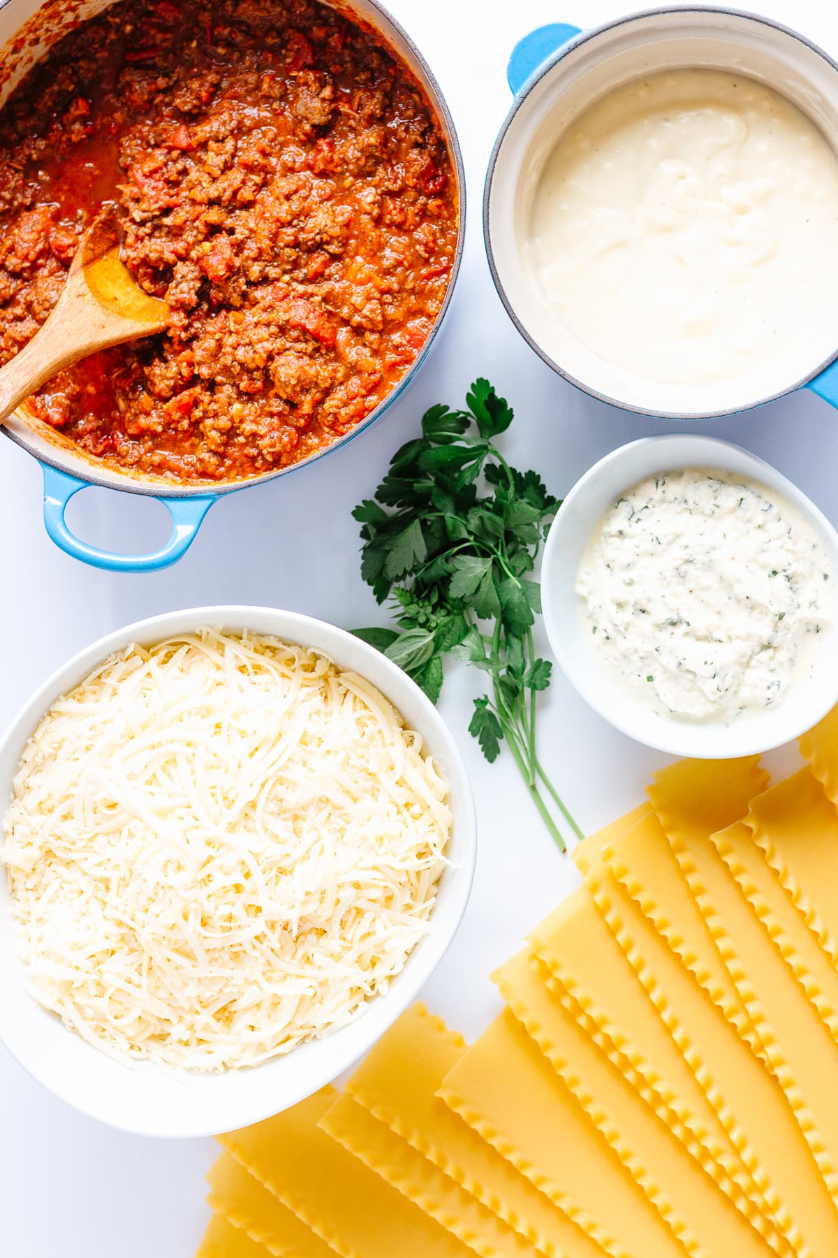 Ingredients needed to make lasagna