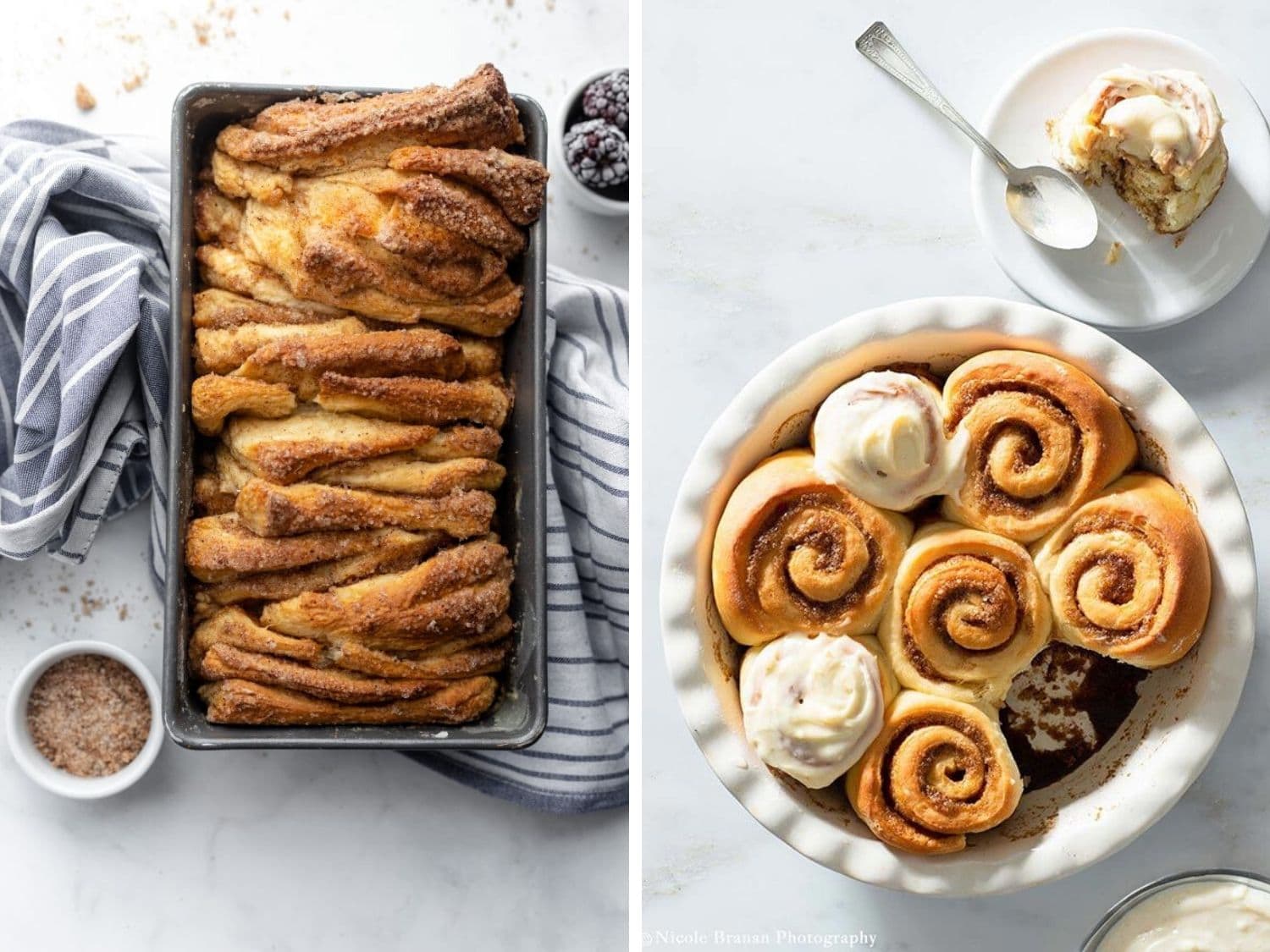 Collage of two baked treats for brunch.