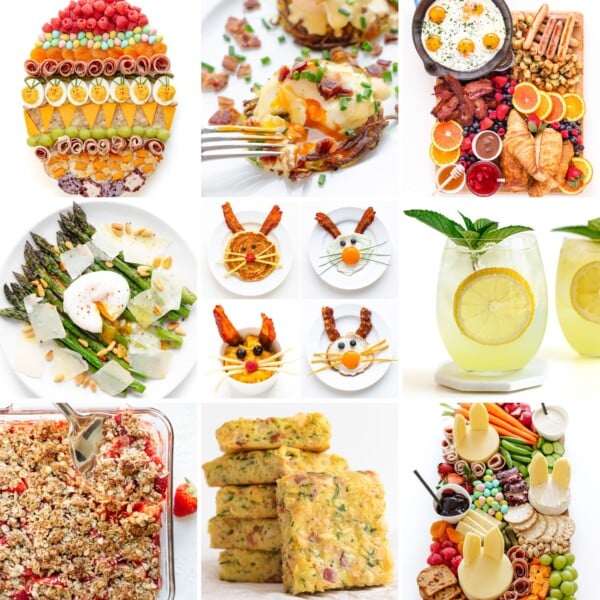 Collage of different Easter brunch recipe ideas.