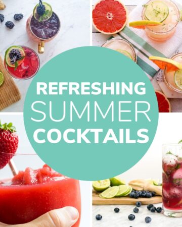 Collage of four cocktails with text overlay "Refreshing Summer Cocktails"