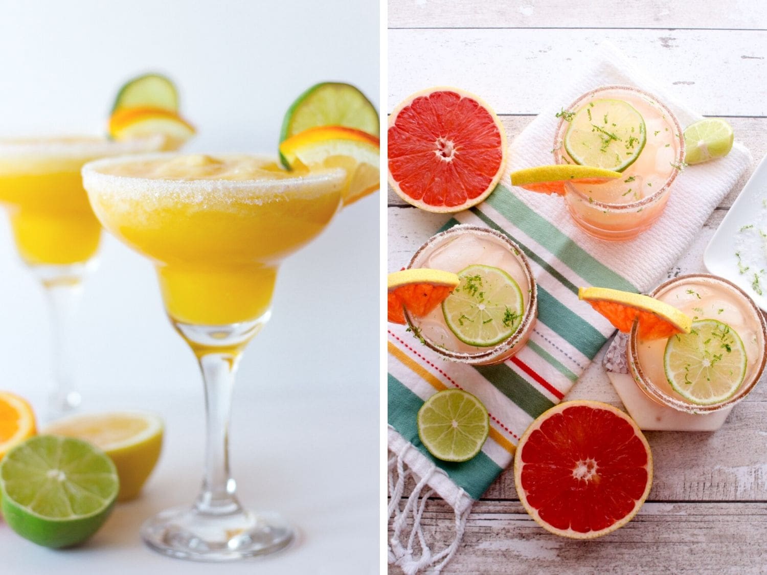 Collage of two summer tequila cocktails.