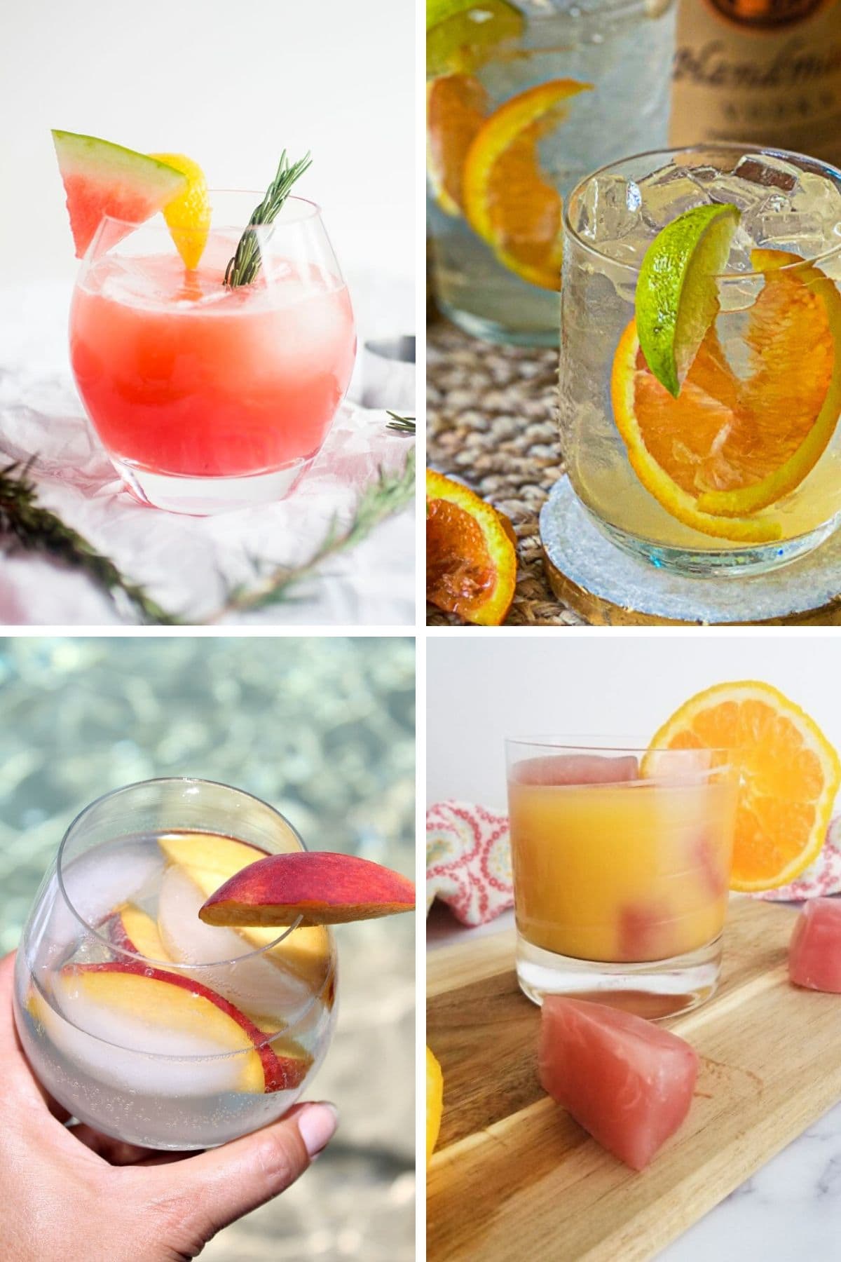 Collage of four summer vodka cocktail ideas.