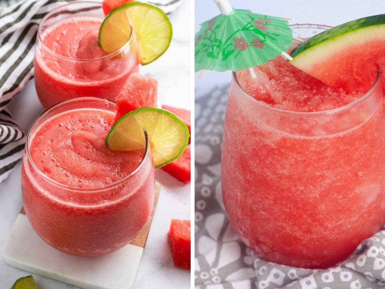 Collage of two summer wine slushies.