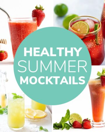 Collage of four drinks with text overlay "Healthy Summer Mocktails".