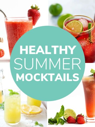 Collage of four drinks with text overlay "Healthy Summer Mocktails".