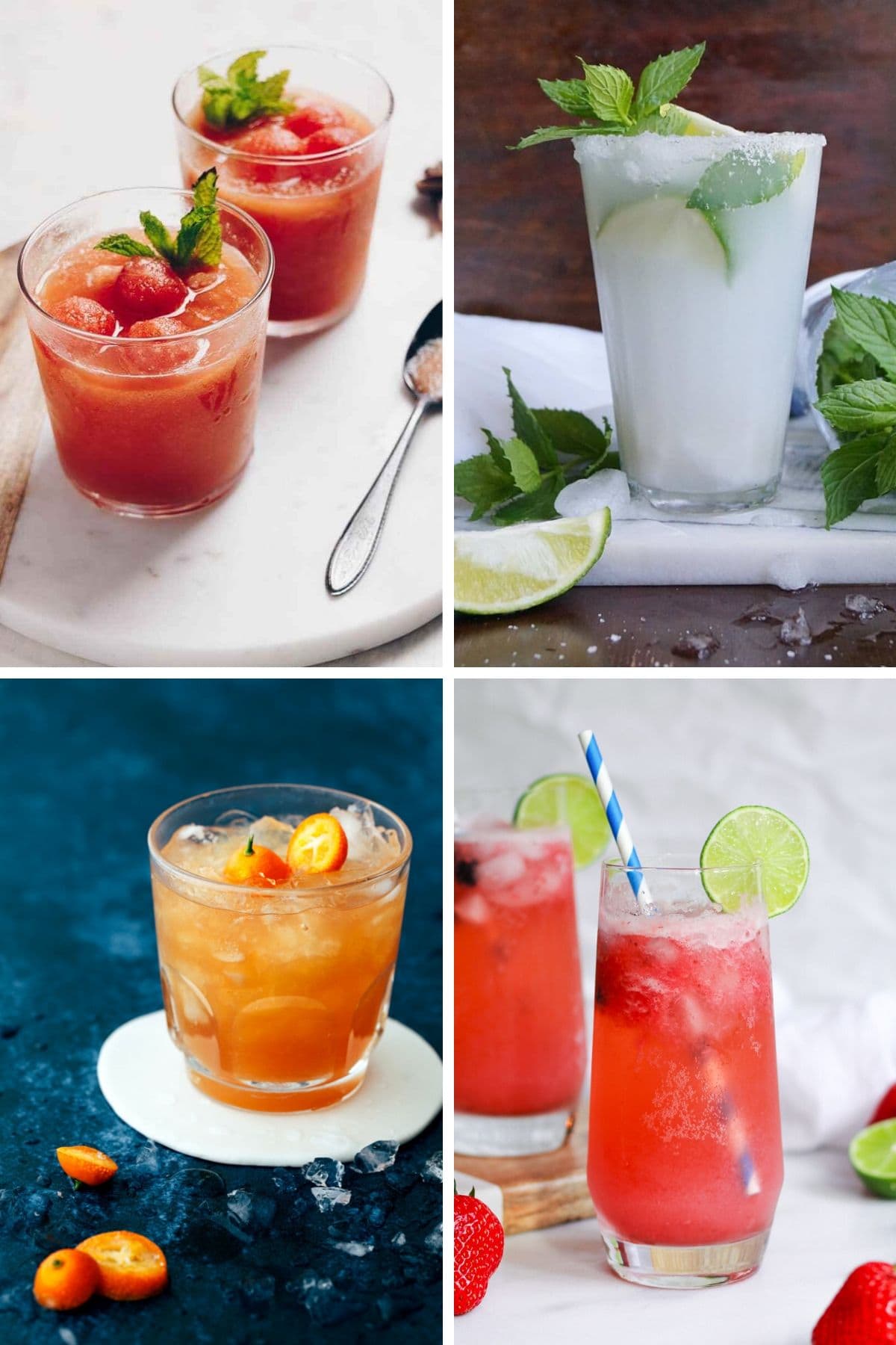 Collage of four mocktails.