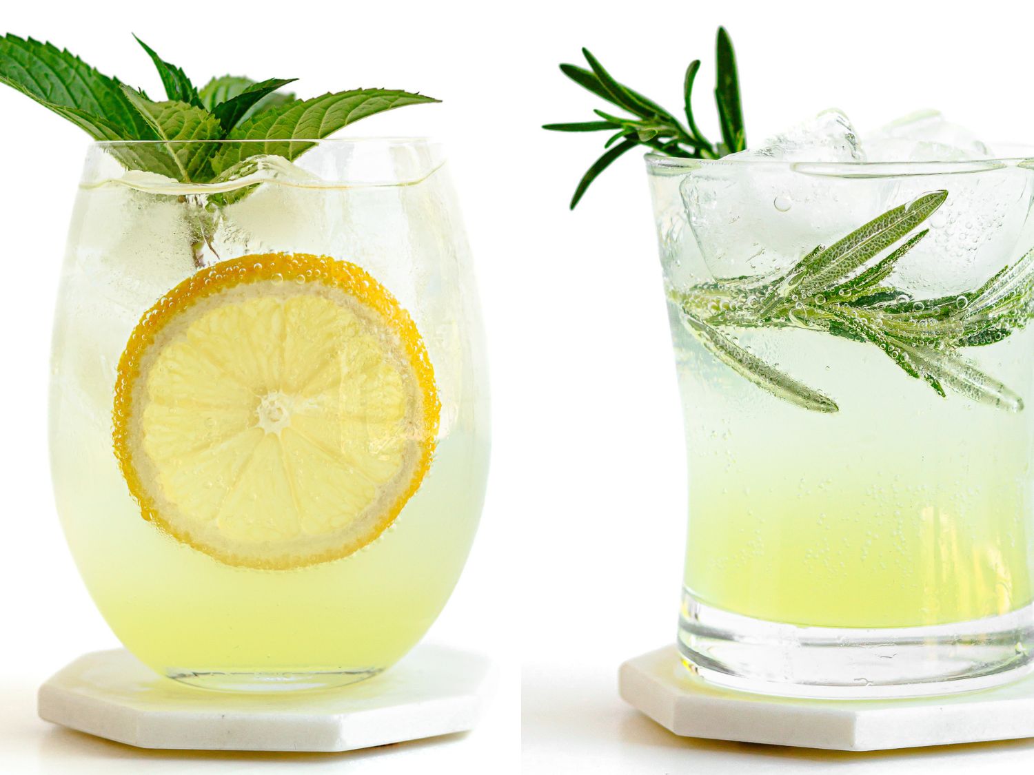 Photo collage of two summer limoncello cocktails.
