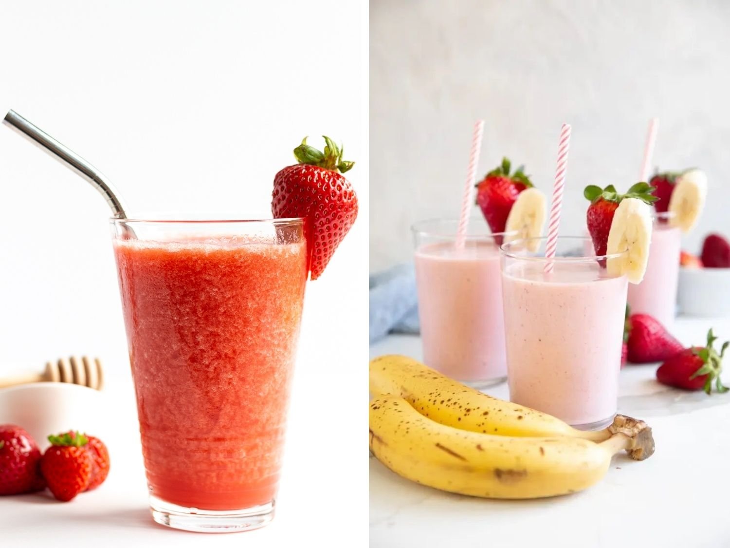 Collage of healthy smoothies for kids.
