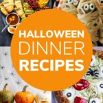 Pinterest graphic with text overlay "Halloween Dinner Recipes"