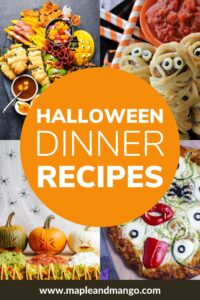 Pinterest graphic with text overlay "Halloween Dinner Recipes"