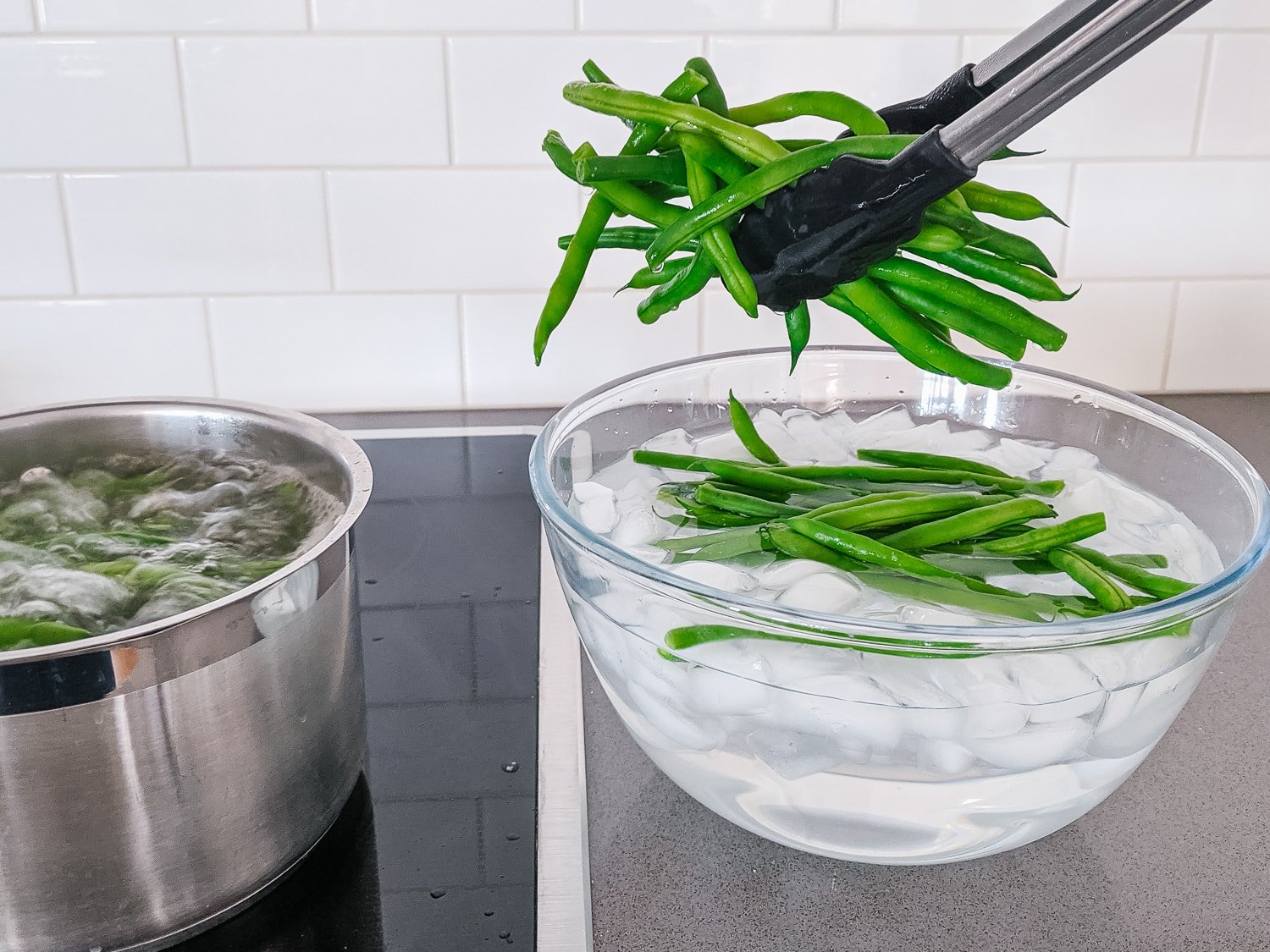 Blanching green beans