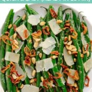 Pinterest graphic for garlic butter and parmesan green beans recipe.