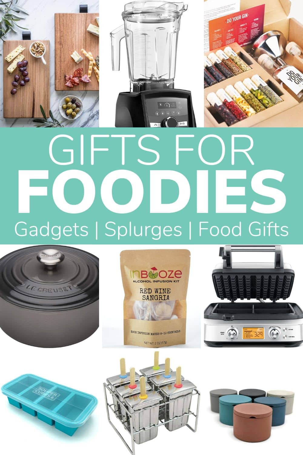 Pinterest graphic showing gifts for foodies.