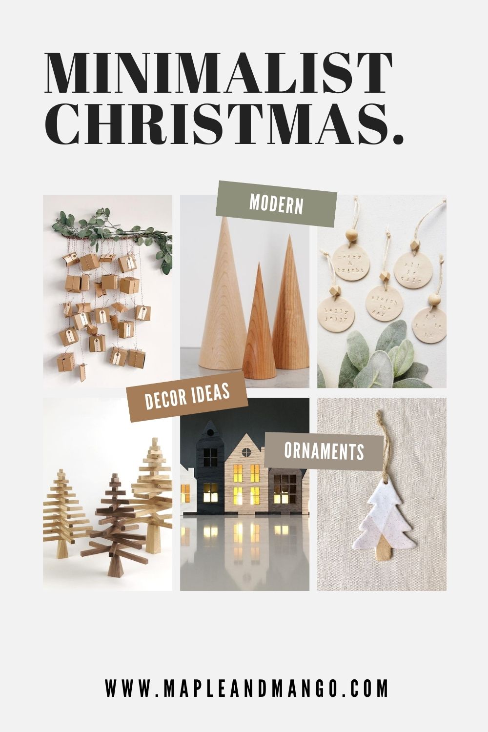 Pinterest graphic for minimalist Christmas decor ideas.