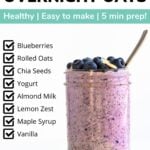 Pinterest graphic for Blueberry Overnight Oats.