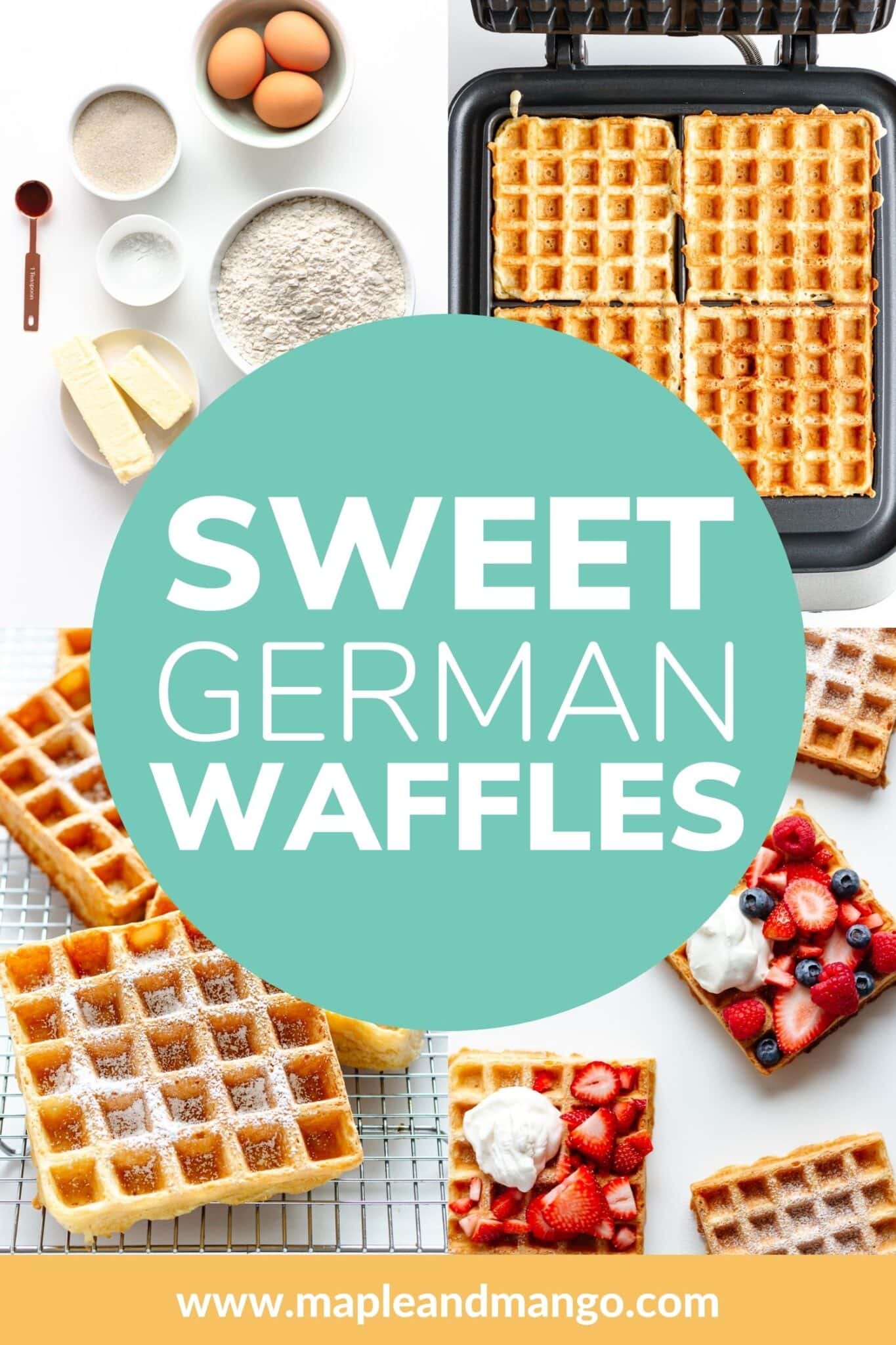German Waffles Recipe (Delicious Sweet Waffles) Maple + Mango