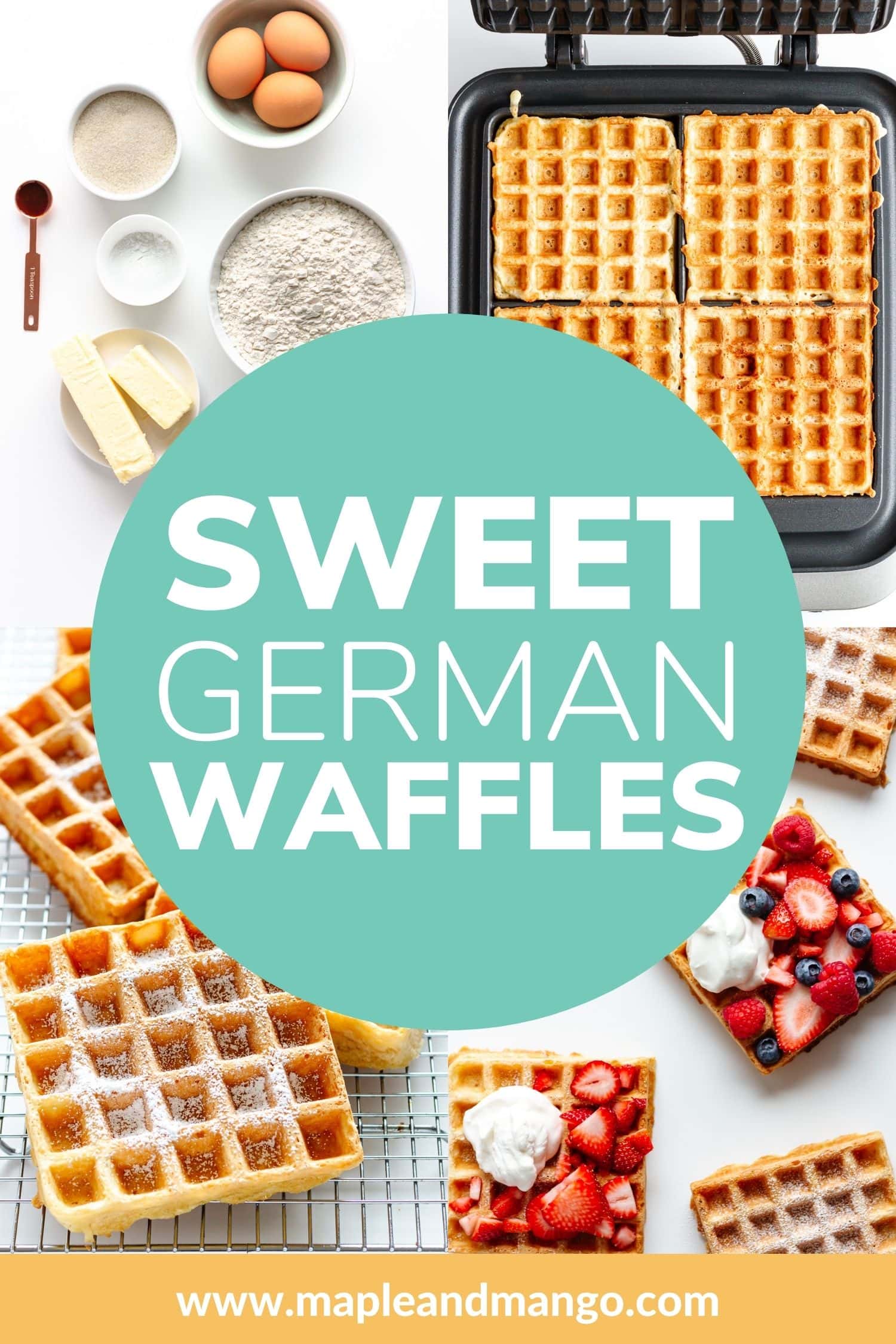 Pinterest graphic for Sweet German Waffles