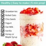 Pinterest graphic for strawberry overnight oats recipe.