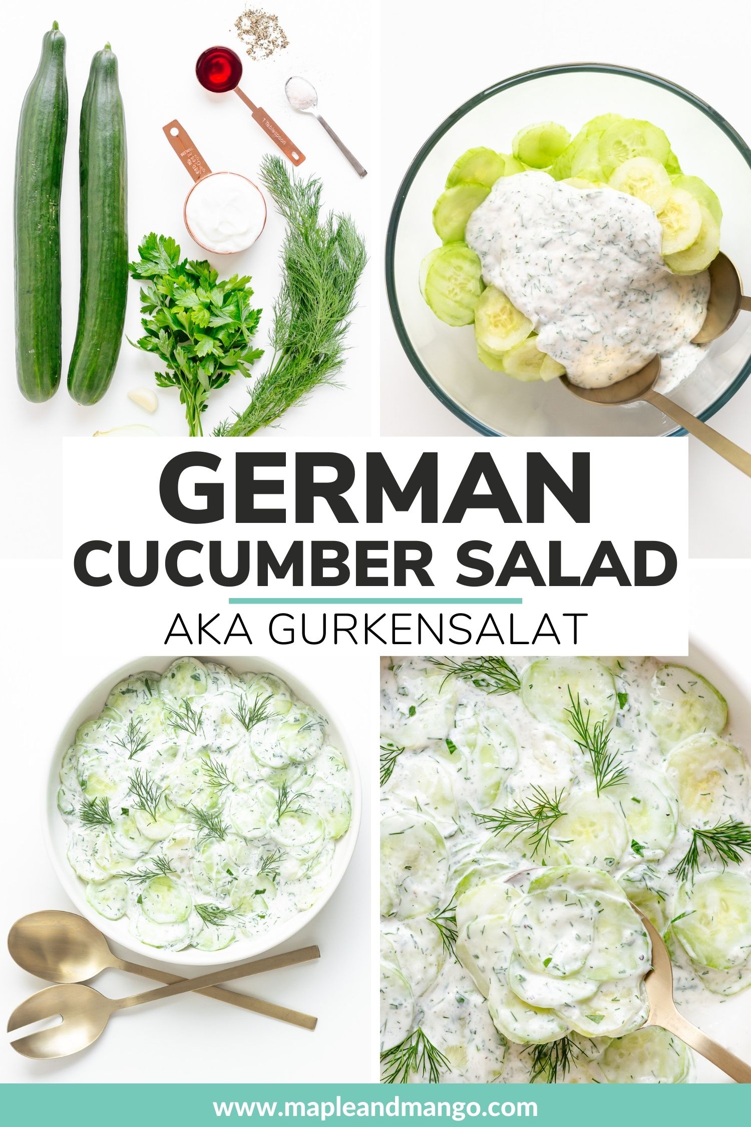 Pinterest collage for German Cucumber Salad (aka Gurkensalat).