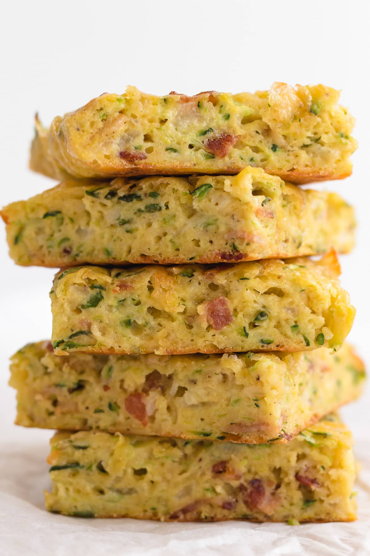 Closeup of a stack of zucchini slice.