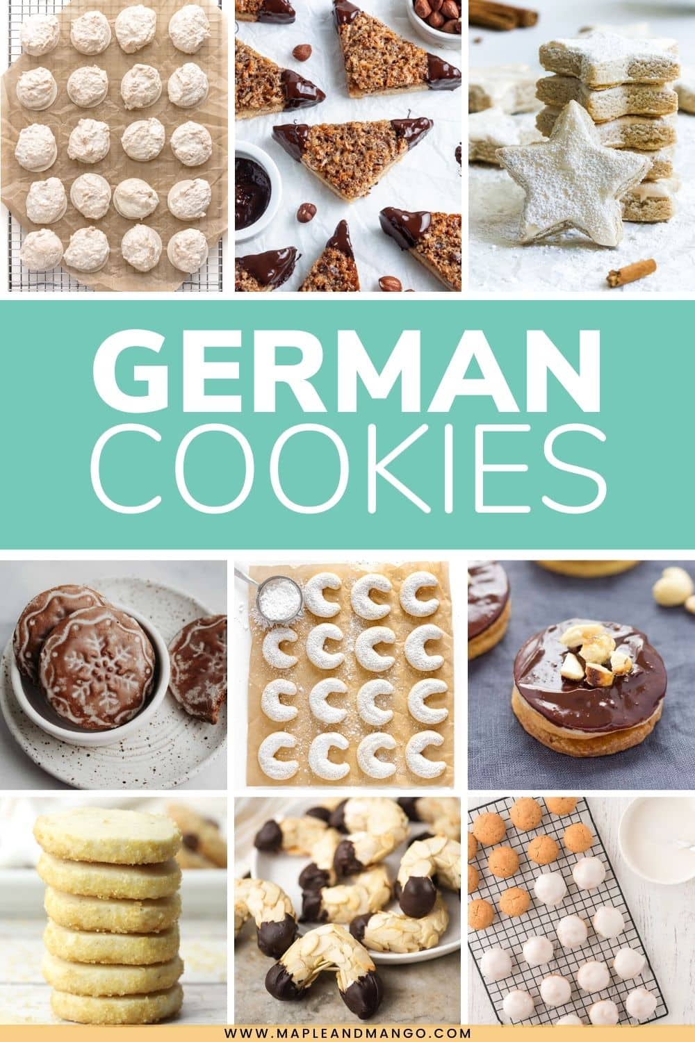 Photo collage graphic of cookies with text overlay "German Cookies".