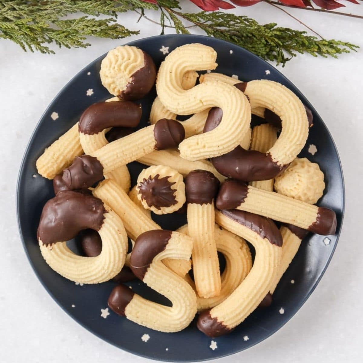 Plate of German Spritz Cookies.