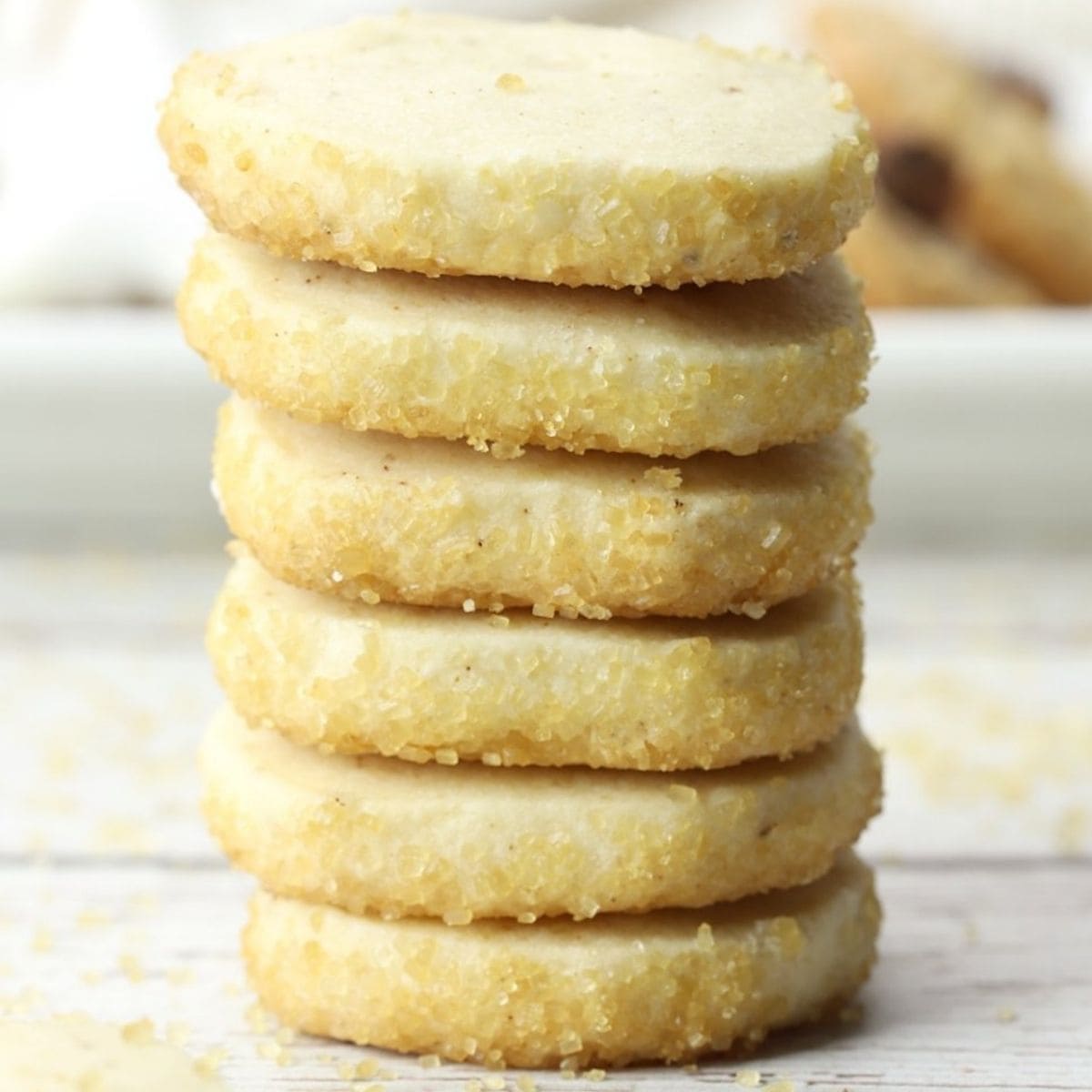 Stack of Heidesand (German browned butter shortbread cookies).