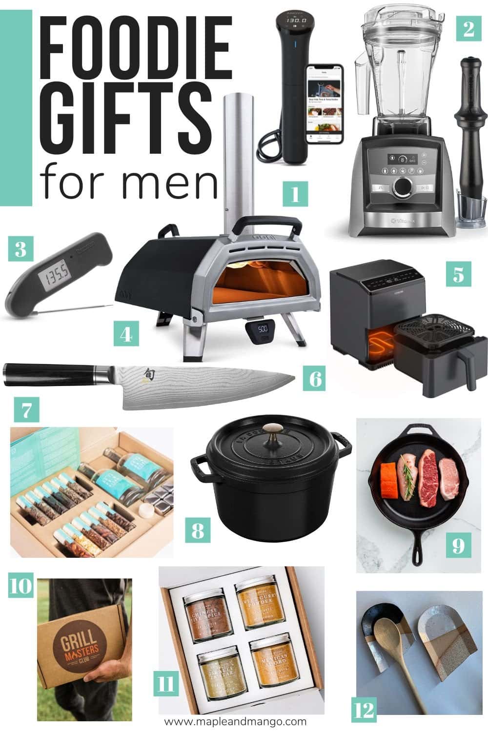 Numbered gift guide graphic for Foodie Gifts For Men.