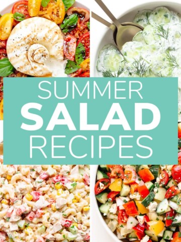 Photo collage of four salads with text overlay "Summer Salad Recipes".